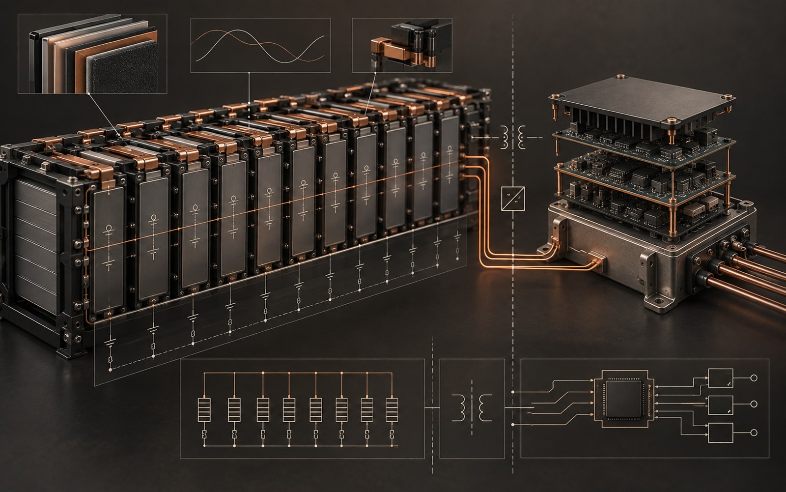 Abstract modular high-voltage battery system with isolated measurement and embedded control layers